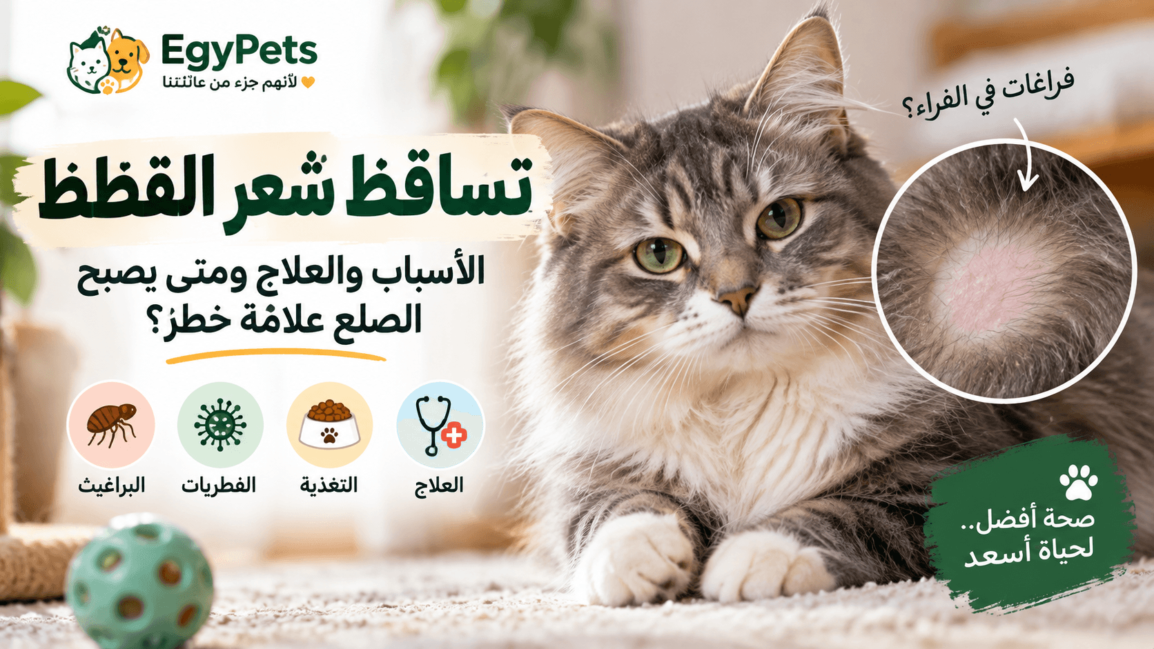 أسباب تساقط شعر القطط وطرق العلاج